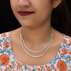 24,45 Karat SI/H Oval Smaragdschliff Diamant-Halskette 14 Karat Weißgold Schmuck