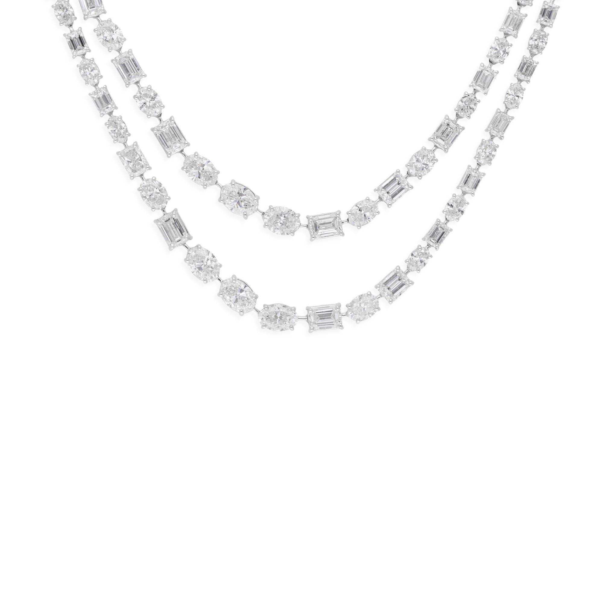 24,45 Karat SI/H Oval Smaragdschliff Diamant-Halskette 14 Karat Weißgold Schmuck (Ovalschliff) im Angebot