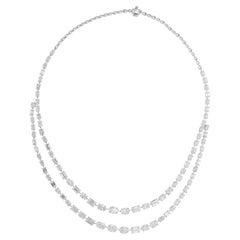 24.45 Carats SI/H Oval Emerald Cut Diamond Necklace 14 Karat White Gold Jewelry