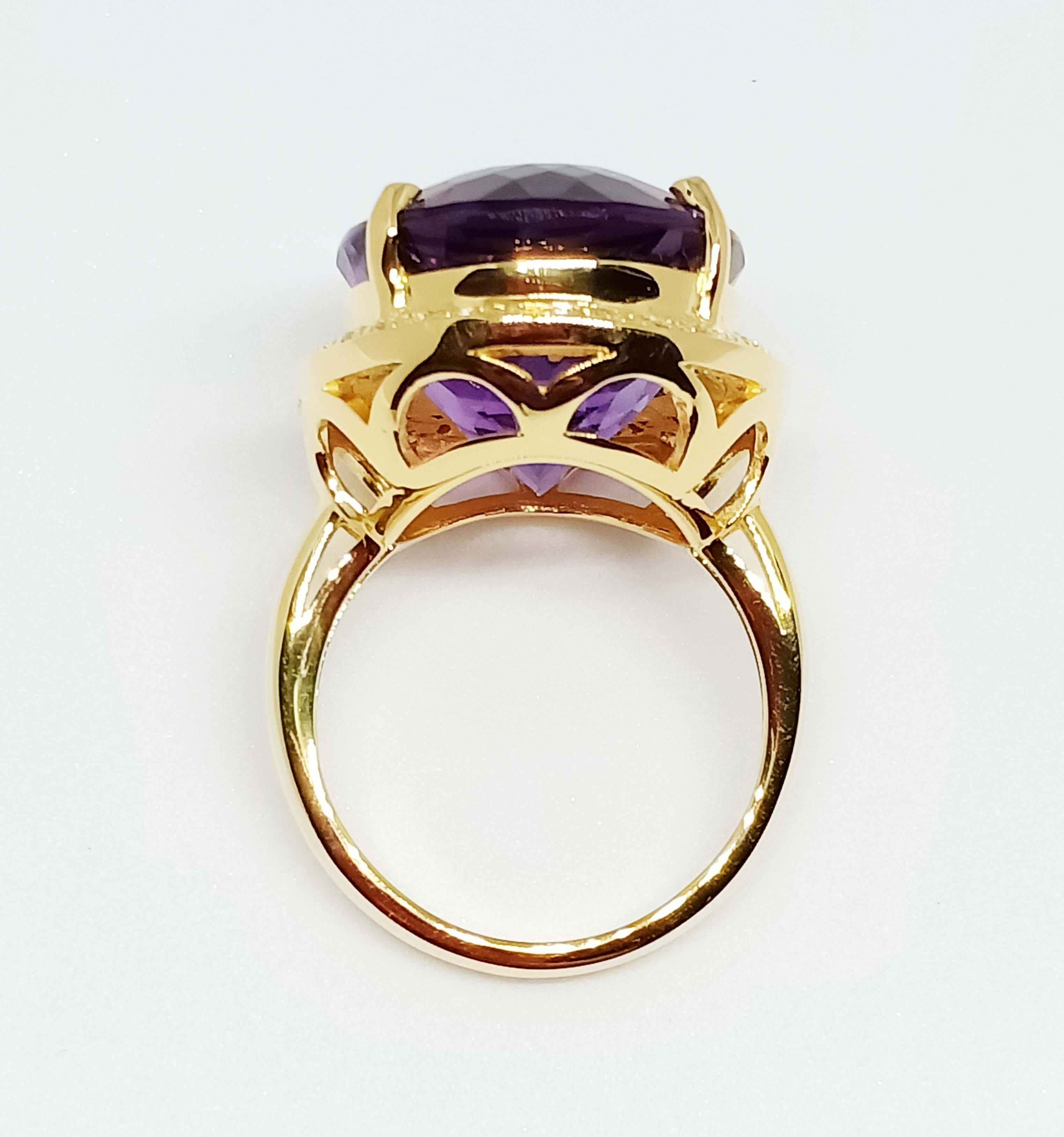 24.45cts Big Amethyst sterling silver in 18K Gold Plated For Sale 2