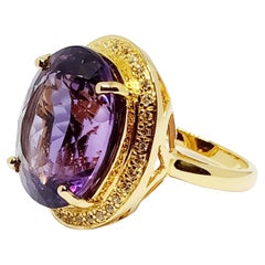 24.45cts Big Amethyst ring sterling silver in 18K Gold Plated