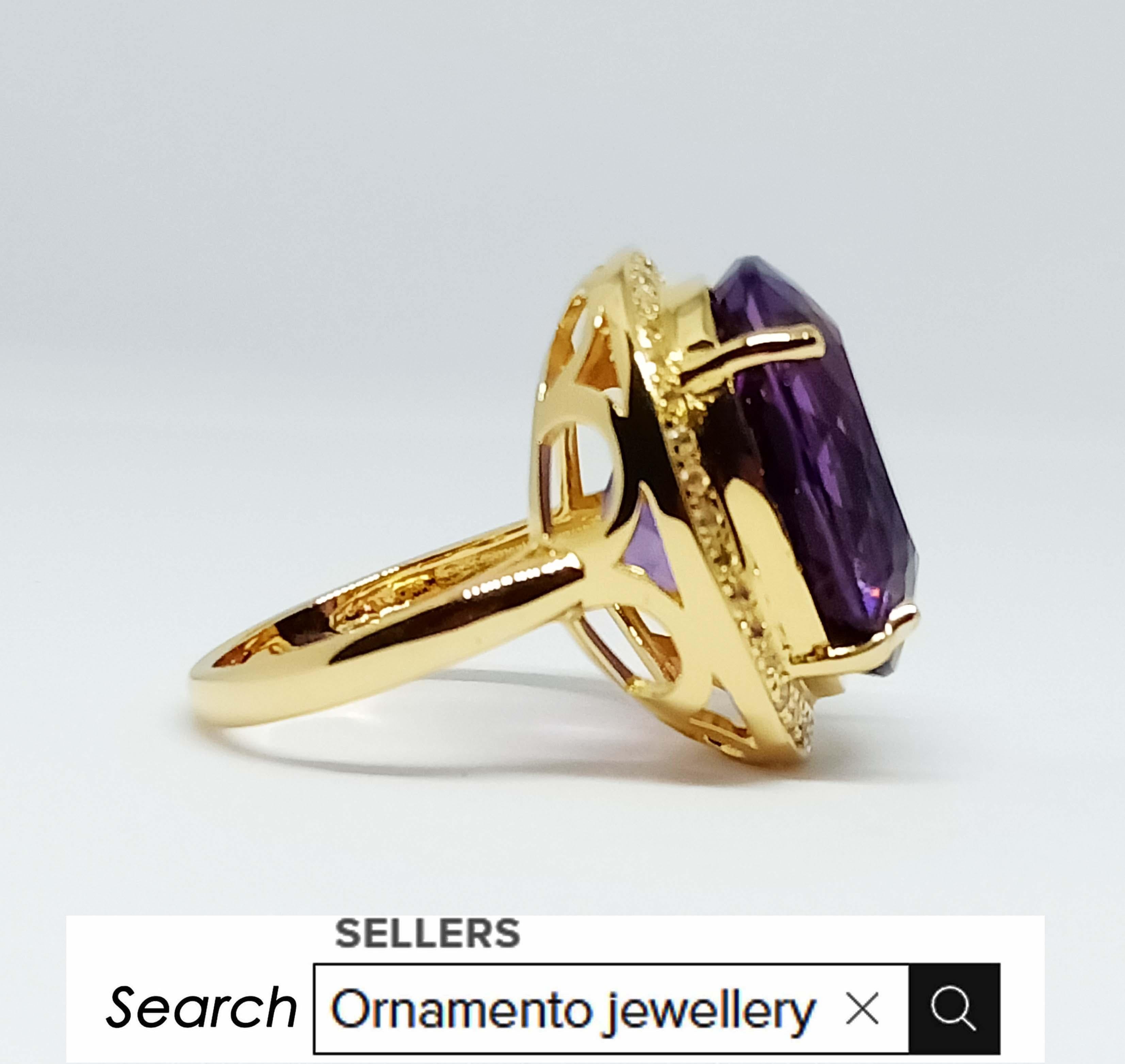 24.45cts Big Amethyst sterling silver in 18K Gold Plated For Sale 3