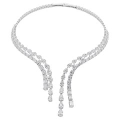 24.48 CTW Double Row Natural Diamond Collar Necklace 18k White Gold Open Choker