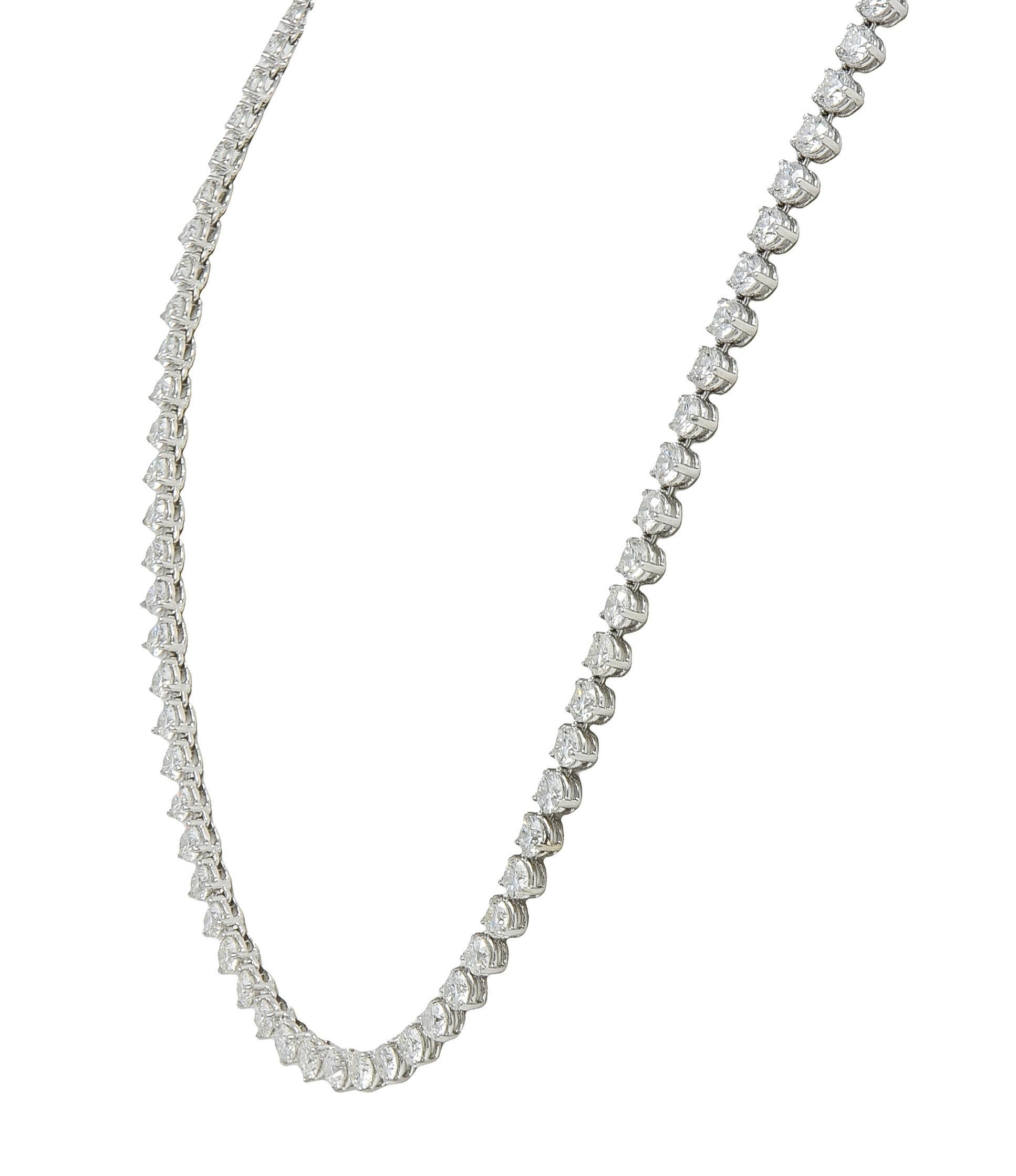 Taille brillant Collier Riviera en or blanc 18 carats, diamant rond de 24,48 CTW à taille brillante en vente