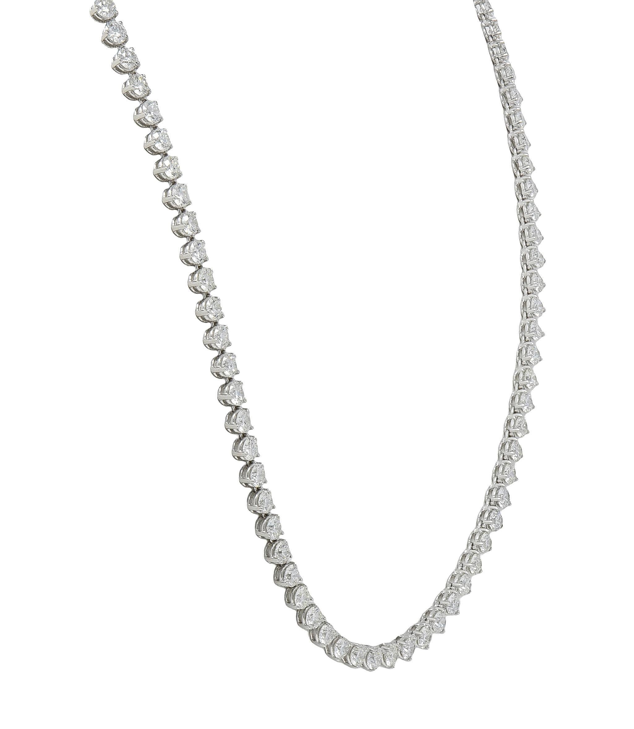 Collier Riviera en or blanc 18 carats, diamant rond de 24,48 CTW à taille brillante Pour femmes en vente