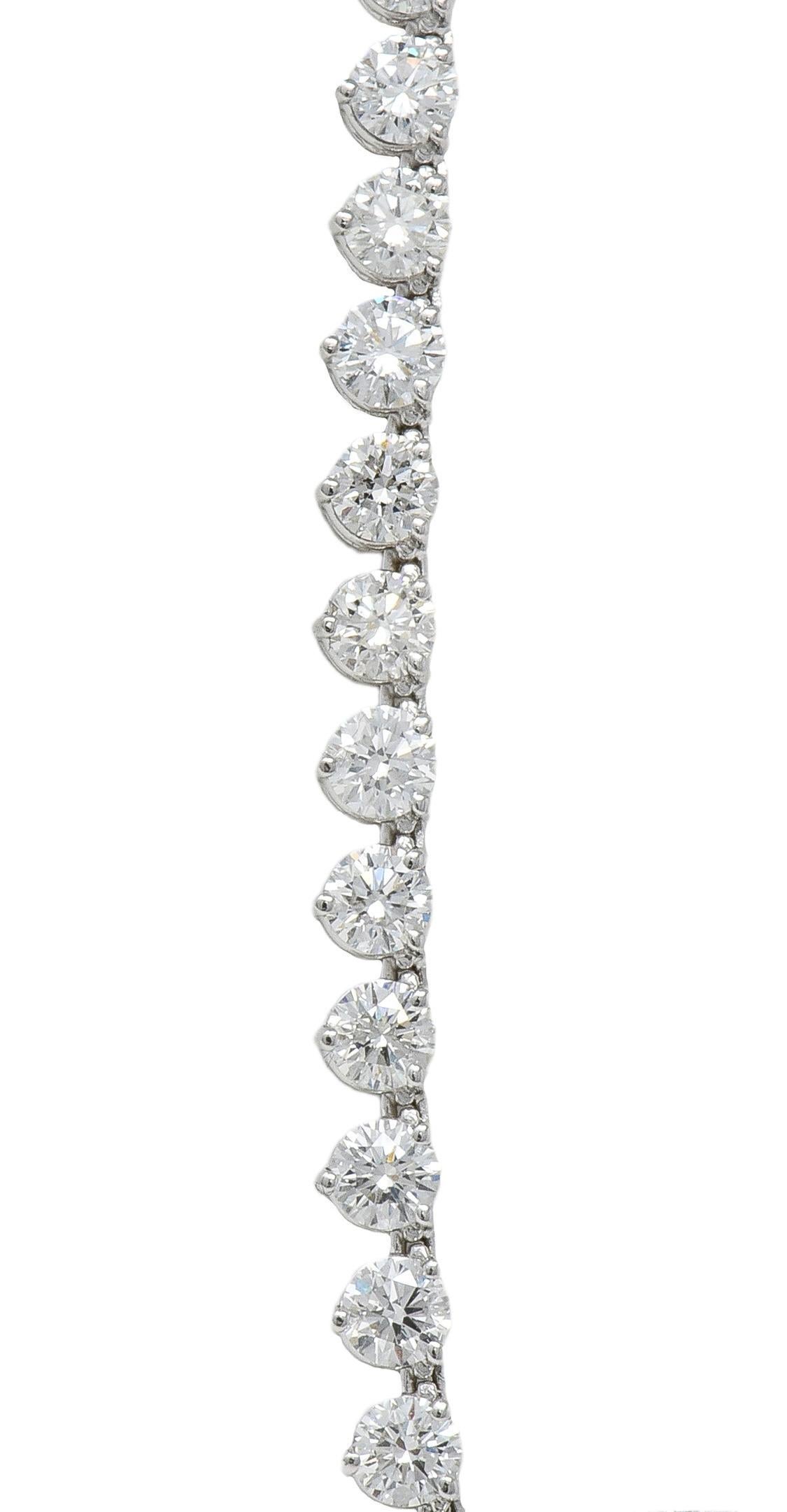 Collier Riviera en or blanc 18 carats, diamant rond de 24,48 CTW à taille brillante en vente 2