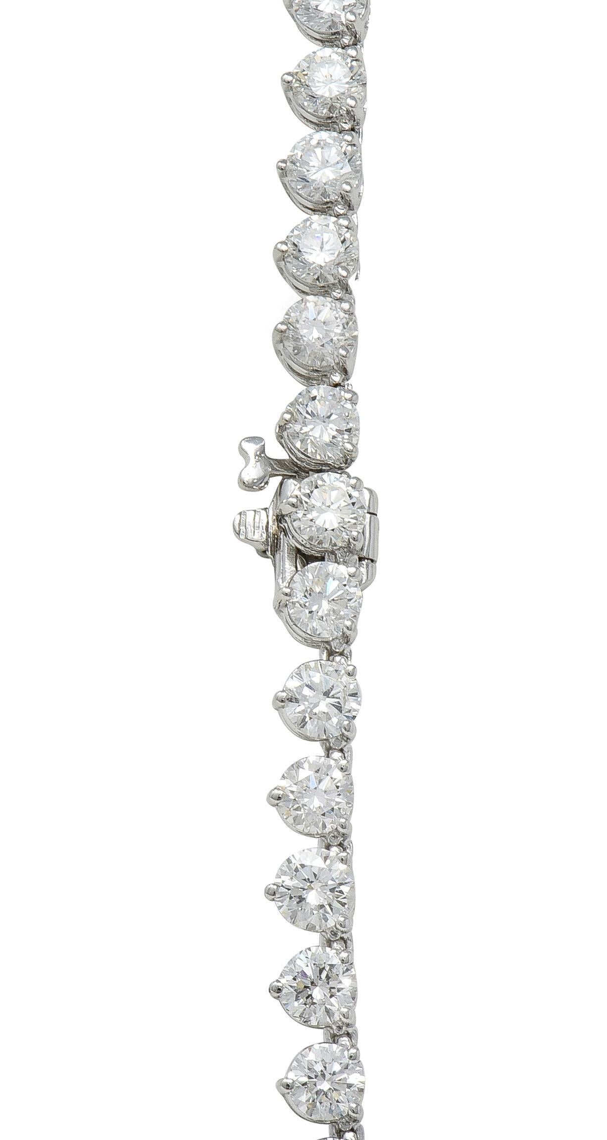 Collier Riviera en or blanc 18 carats, diamant rond de 24,48 CTW à taille brillante en vente 3