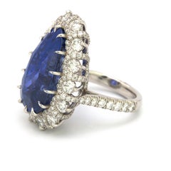 24.49 Carat AGL Certified Ceylon No Heat Sapphire and Diamond Ring