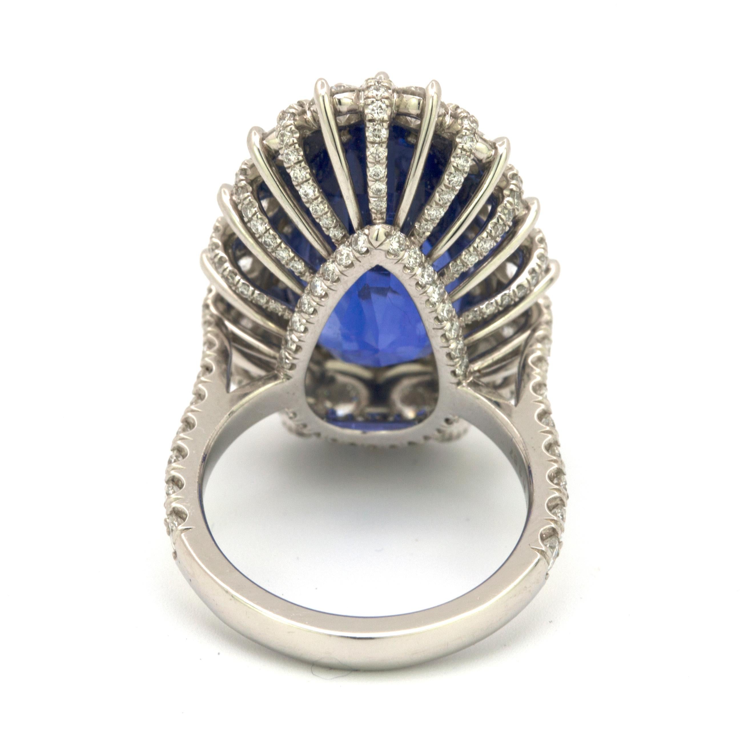 Contemporary 24.49 Carat AGL Certified Ceylon No Heat Sapphire and Diamond Ring For Sale