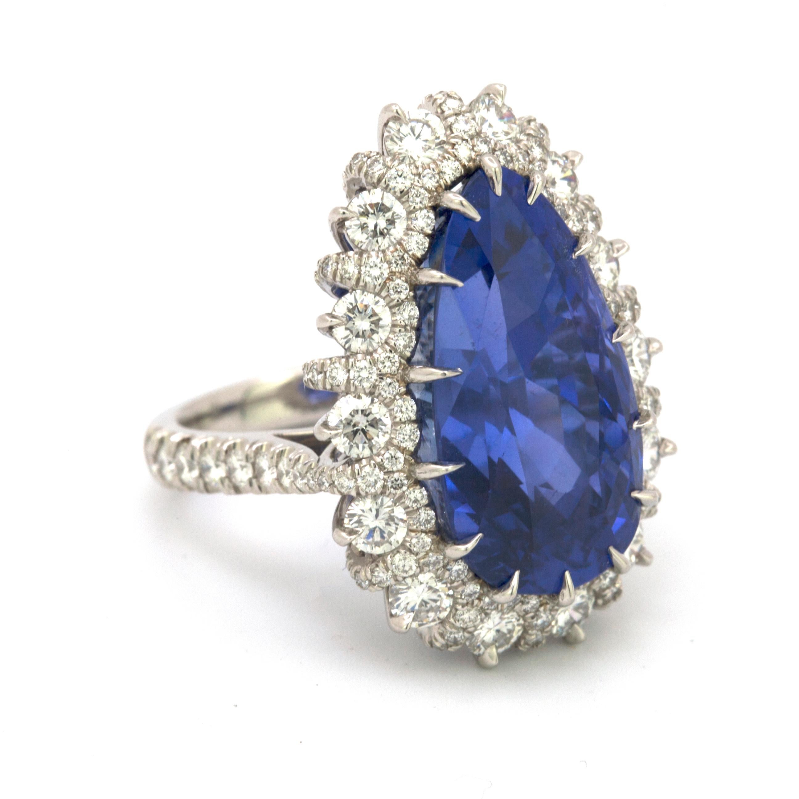 24.49 Carat AGL Certified Ceylon No Heat Sapphire and Diamond Ring In Excellent Condition For Sale In Los Angeles, CA