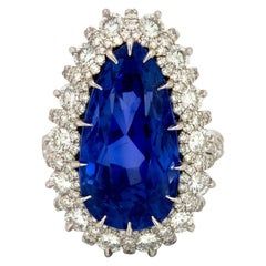 24.49 Carat AGL Certified Ceylon No Heat Sapphire and Diamond Ring