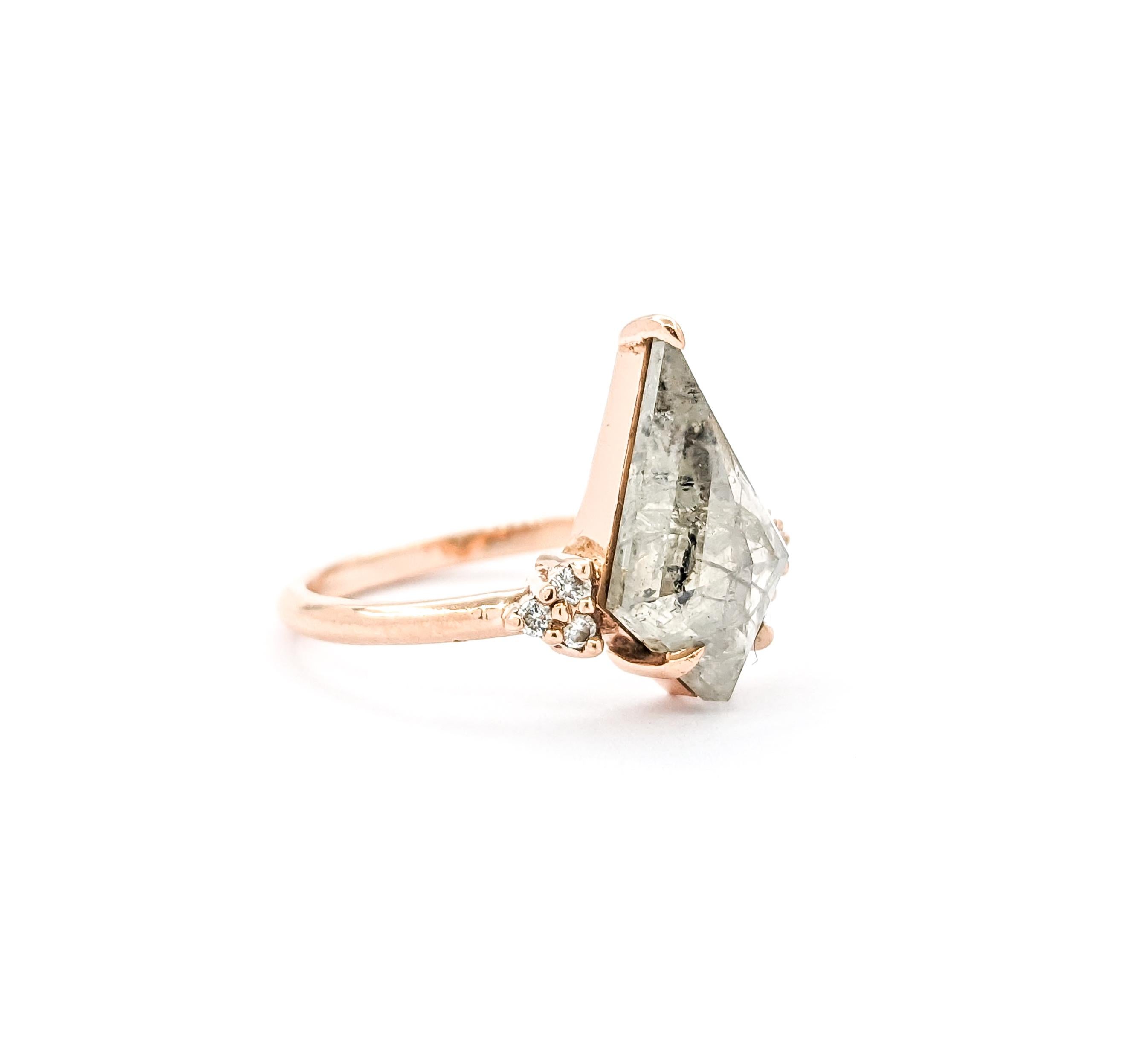 2.44ct Diamond & .06ctw Salt & Pepper Diamond Ring In Rose Gold For Sale 2