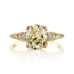 2.44 Carat GIA Certified Old European Cut Diamond Set in 18 Karat Yellow Gold
