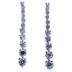 2.44ct Natural Round Diamonds Dangle Earrings 14kt Gold Long 1.5 Inch*