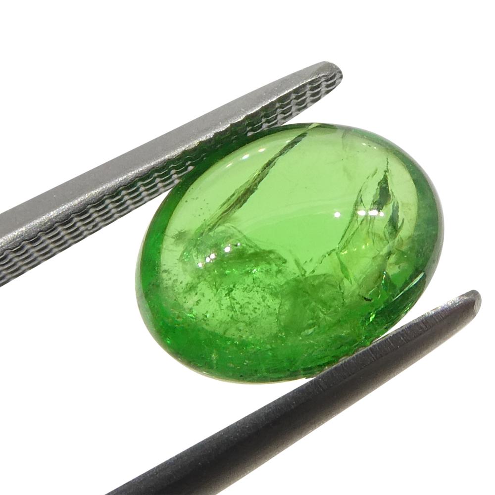 Oval Cut 2.44ct Oval Cabochon Green Tsavorite Garnet from Kenya, Unheated For Sale