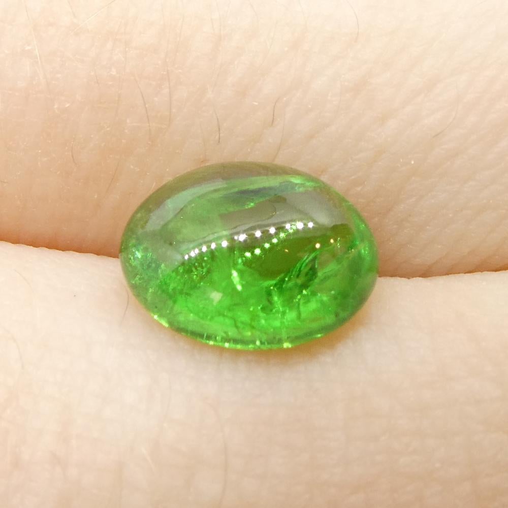 Women's or Men's 2.44ct Oval Cabochon Green Tsavorite Garnet from Kenya, Unheated For Sale