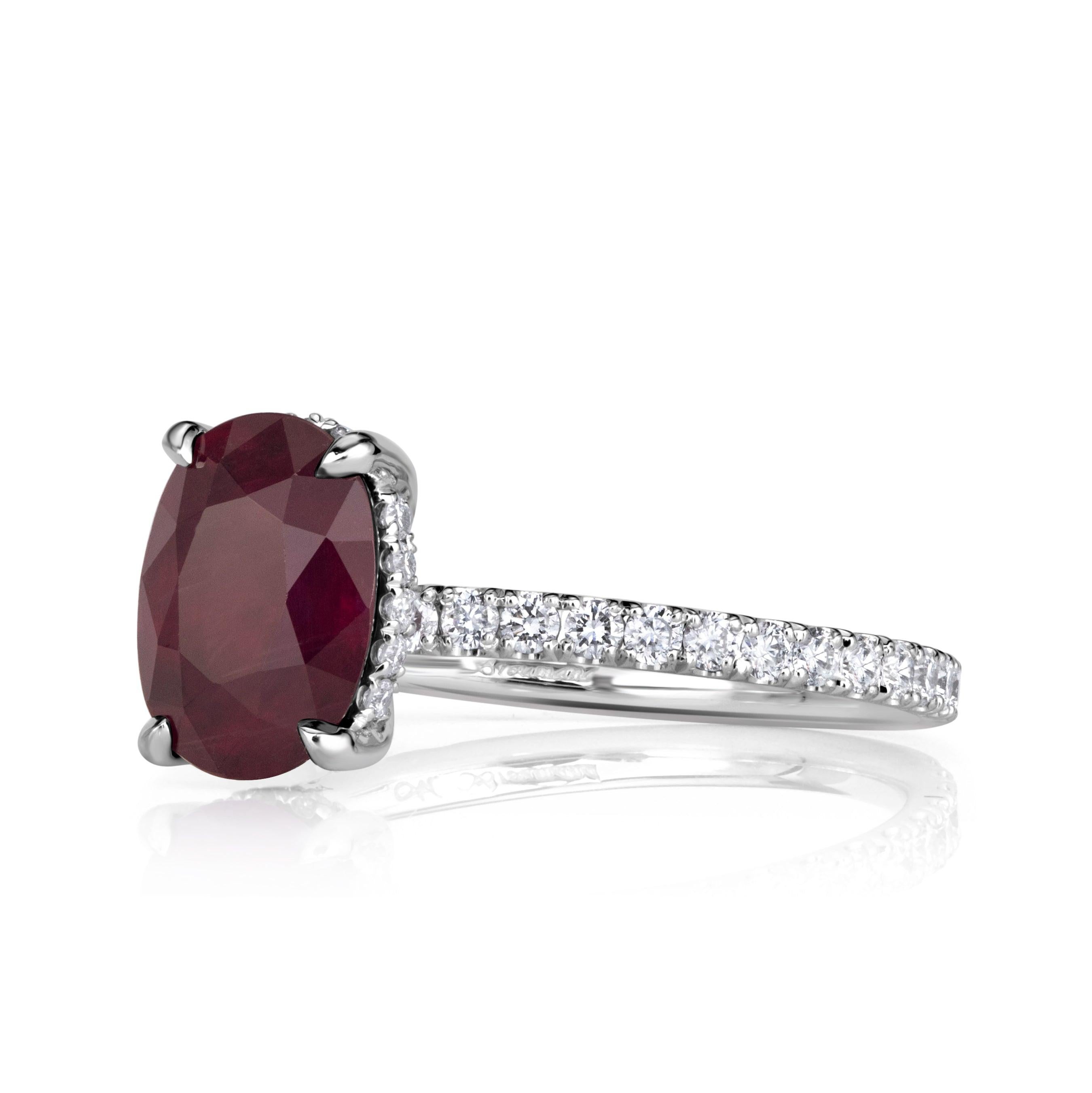 2.44ct Oval Cut Ruby Engagement Ring - image 2