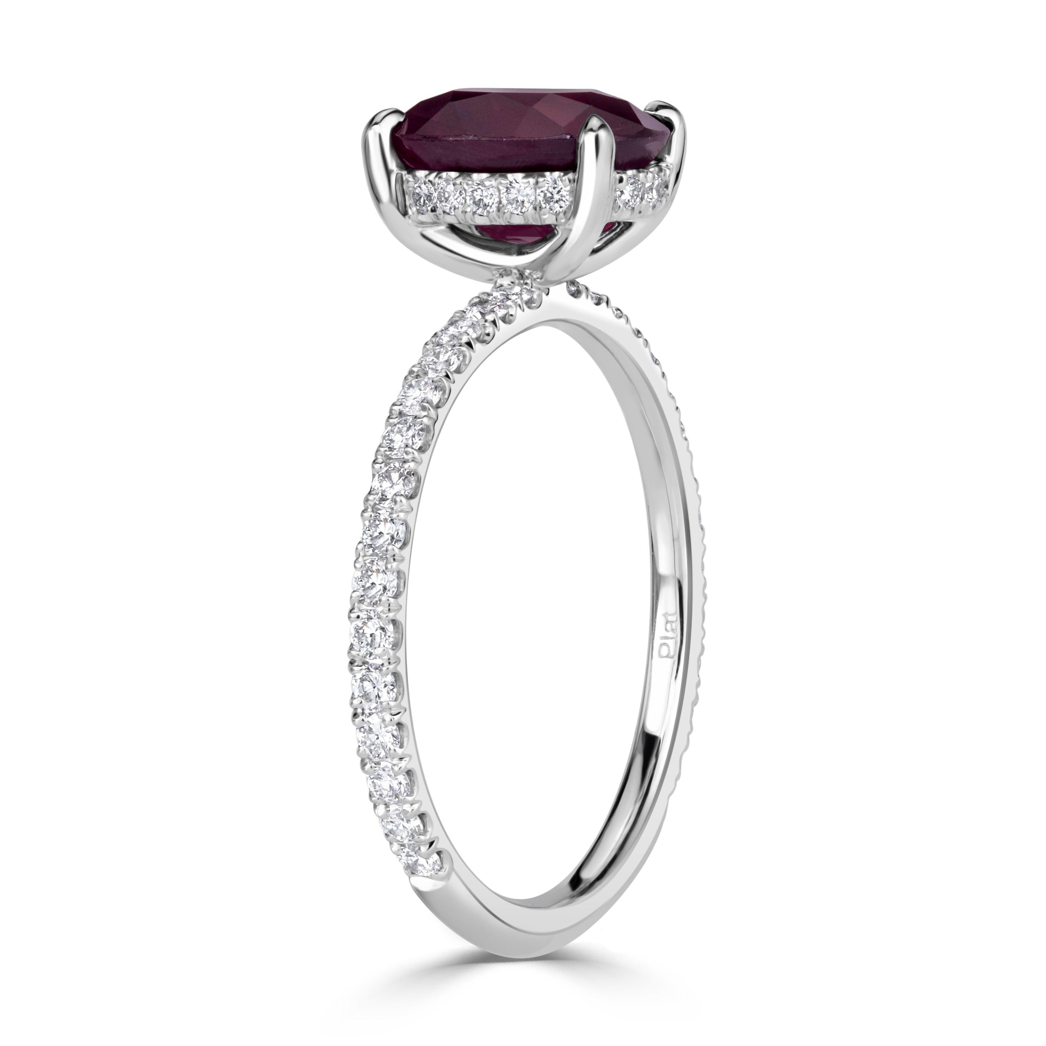 2.44ct Oval Cut Ruby Engagement Ring - image 3