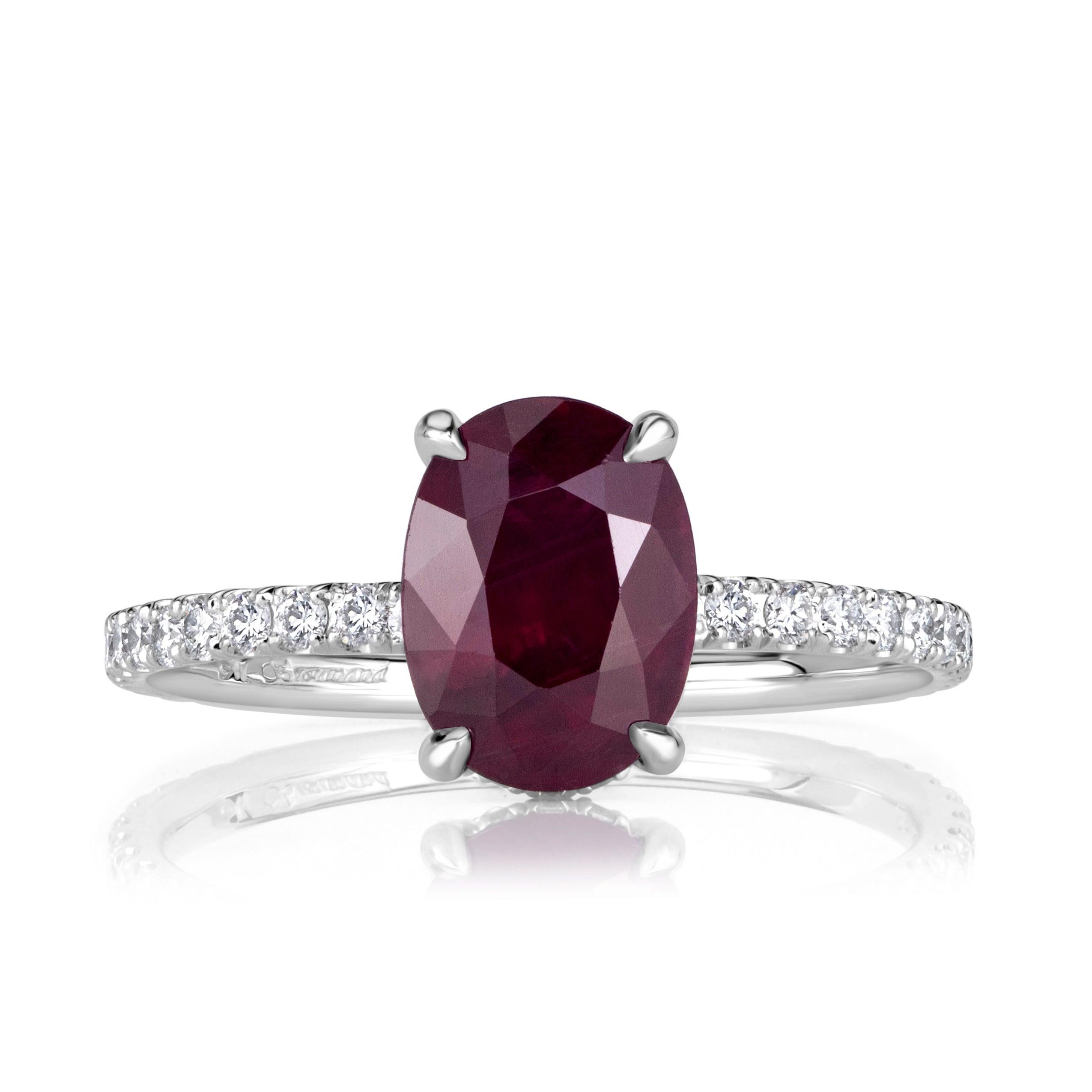 2.44ct Oval Cut Ruby Engagement Ring For Sale