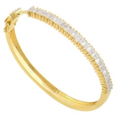 2.45 Carat Baguette Diamond 14 Karat Gold Bangle Bracelet