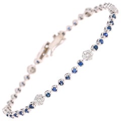 2,45 Karat Blauer Saphir Diamant-Armband 14 Karat Weißgold