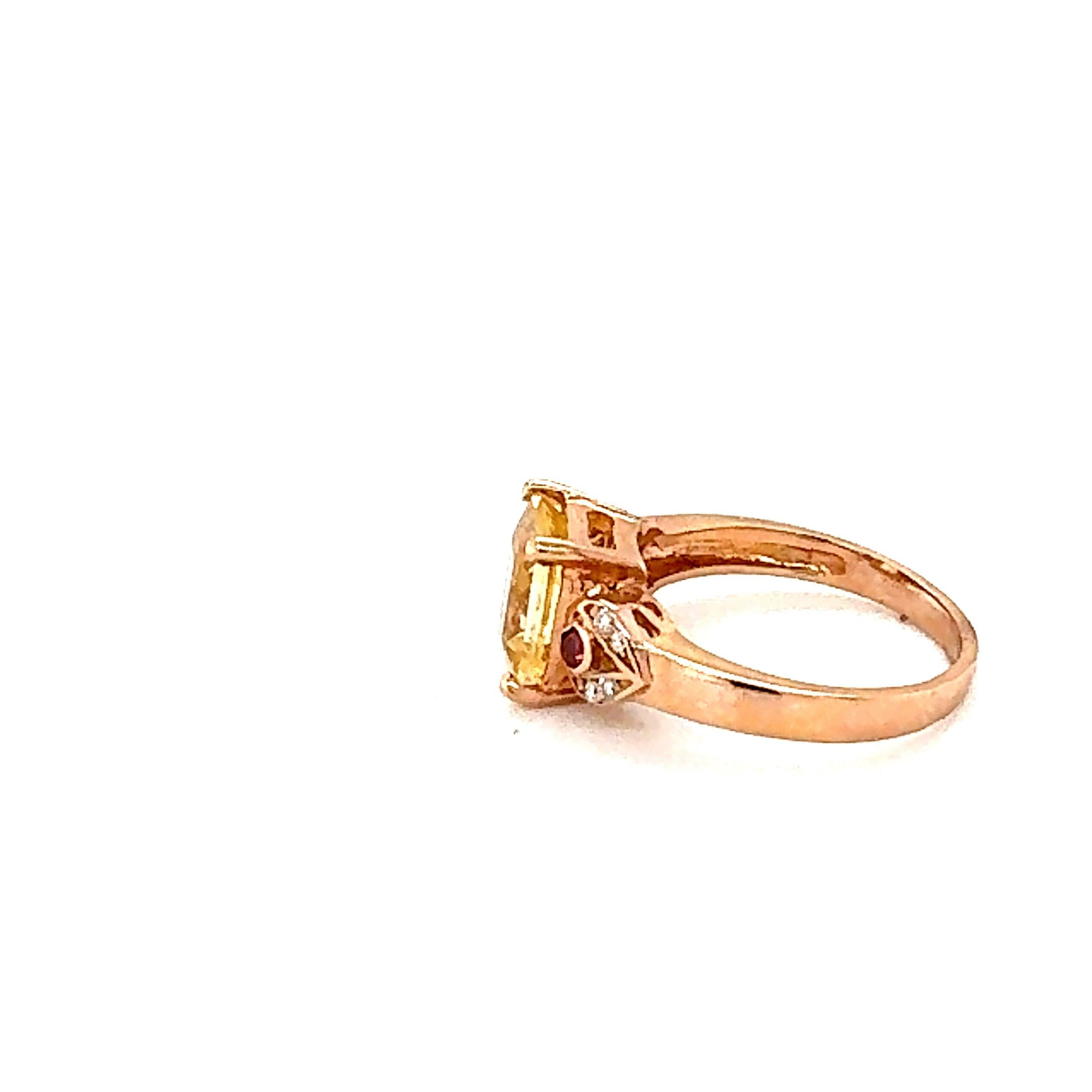 Women's 2.45 Carat Citrine Sapphire Diamond Rose Gold Engagement Ring For Sale