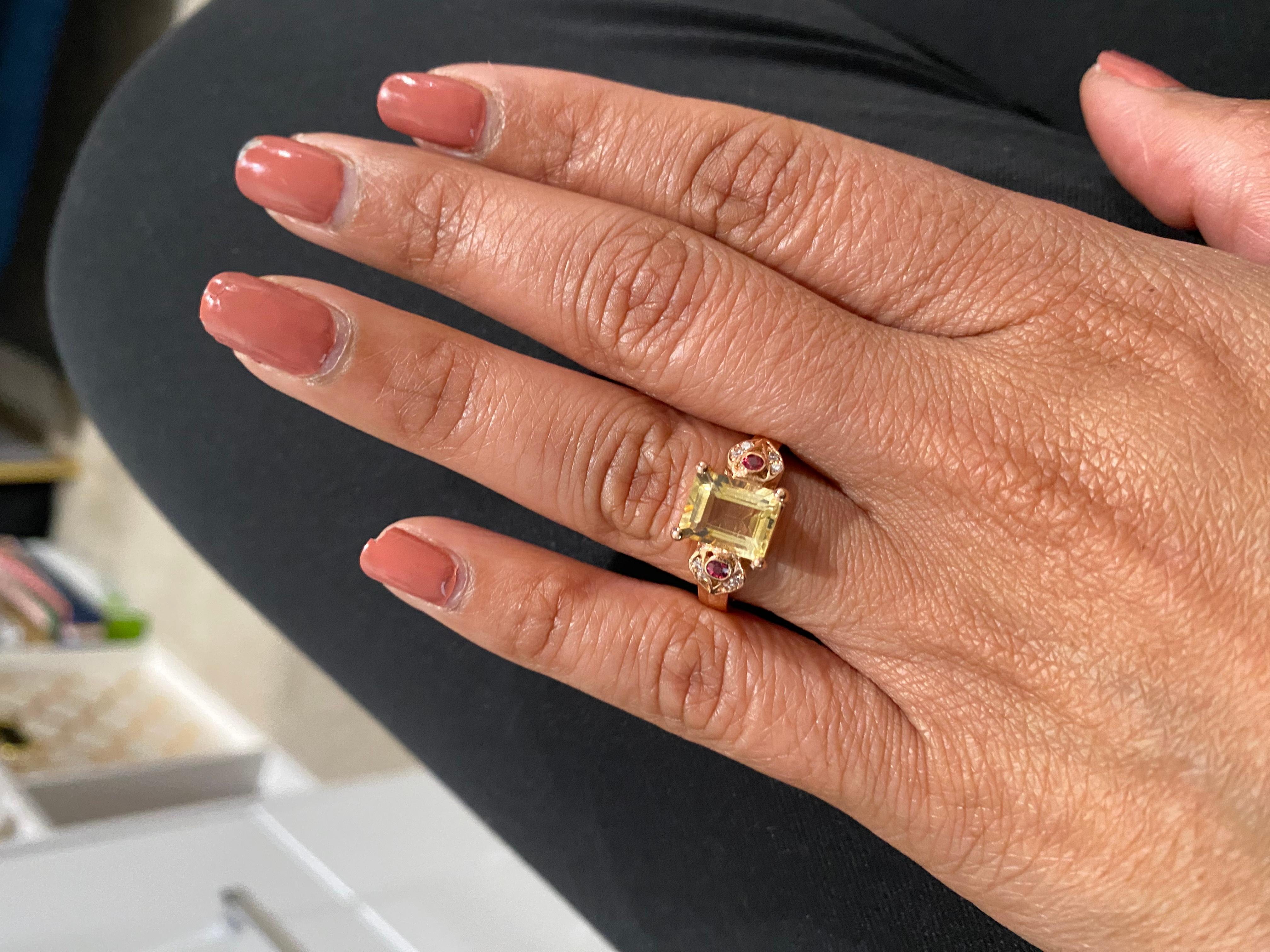 2.45 Carat Citrine Sapphire Diamond Rose Gold Engagement Ring For Sale 1