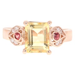 Bague de fiançailles or rose 2.45 carats Citrine Saphir Diamant