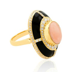 2.45 Carat Coral Diamond 14 Karat Gold Art Deco Style Ring