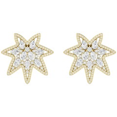 2.45 Carat Diamond 18 Karat Gold Star Stud Earrings