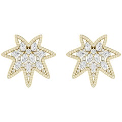 2.45 Carat Diamond 18 Karat Gold Star Stud Earrings