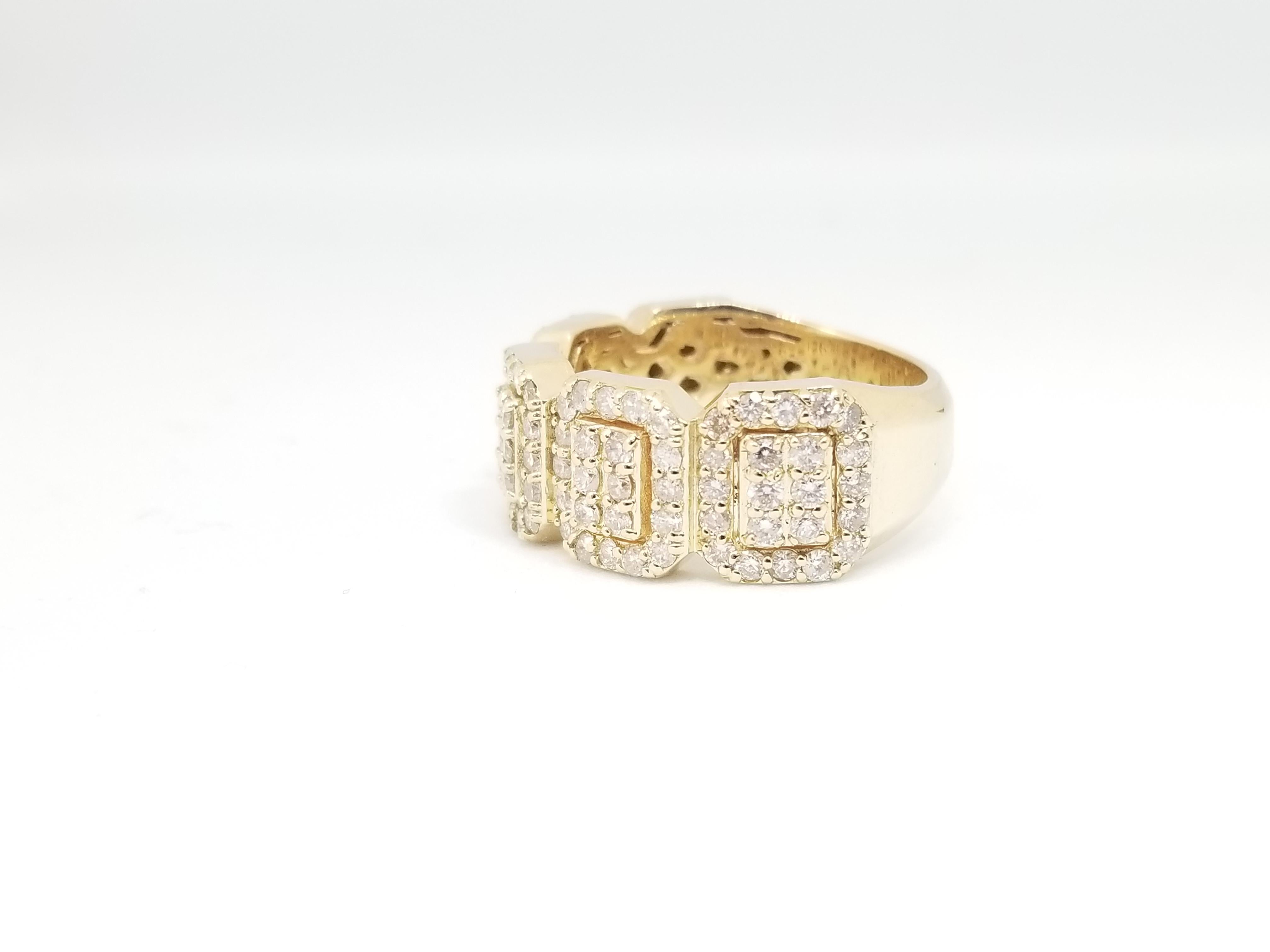 2.50 Carat Diamonds Mens Ring Band 14 Karat Yellow Gold In New Condition In Great Neck, NY