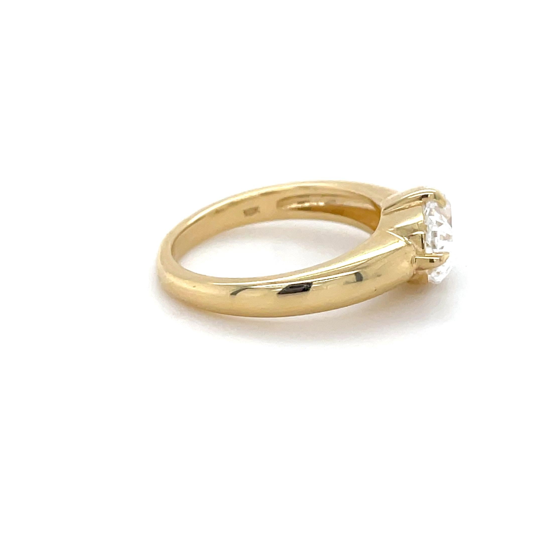 This unique ring, boasts a 2.45 carat elongated cushion cut diamond mounted in compass style claw prongs, in a beautiful flush setting. Perfect for the heirloom seeker! 

Metal: 18 Karat Gold
Ring Size: 6 1/2
Stamp: 18K
Total weight: 5.40