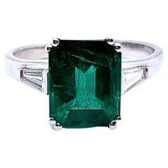2.45 Carat Emerald and Diamond Ring in 18 Karat White Gold