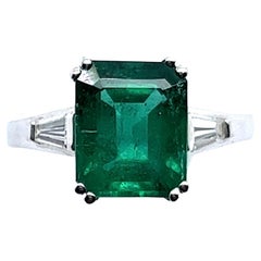 2.45 Carat Emerald and Diamond Ring in 18 Karat White Gold