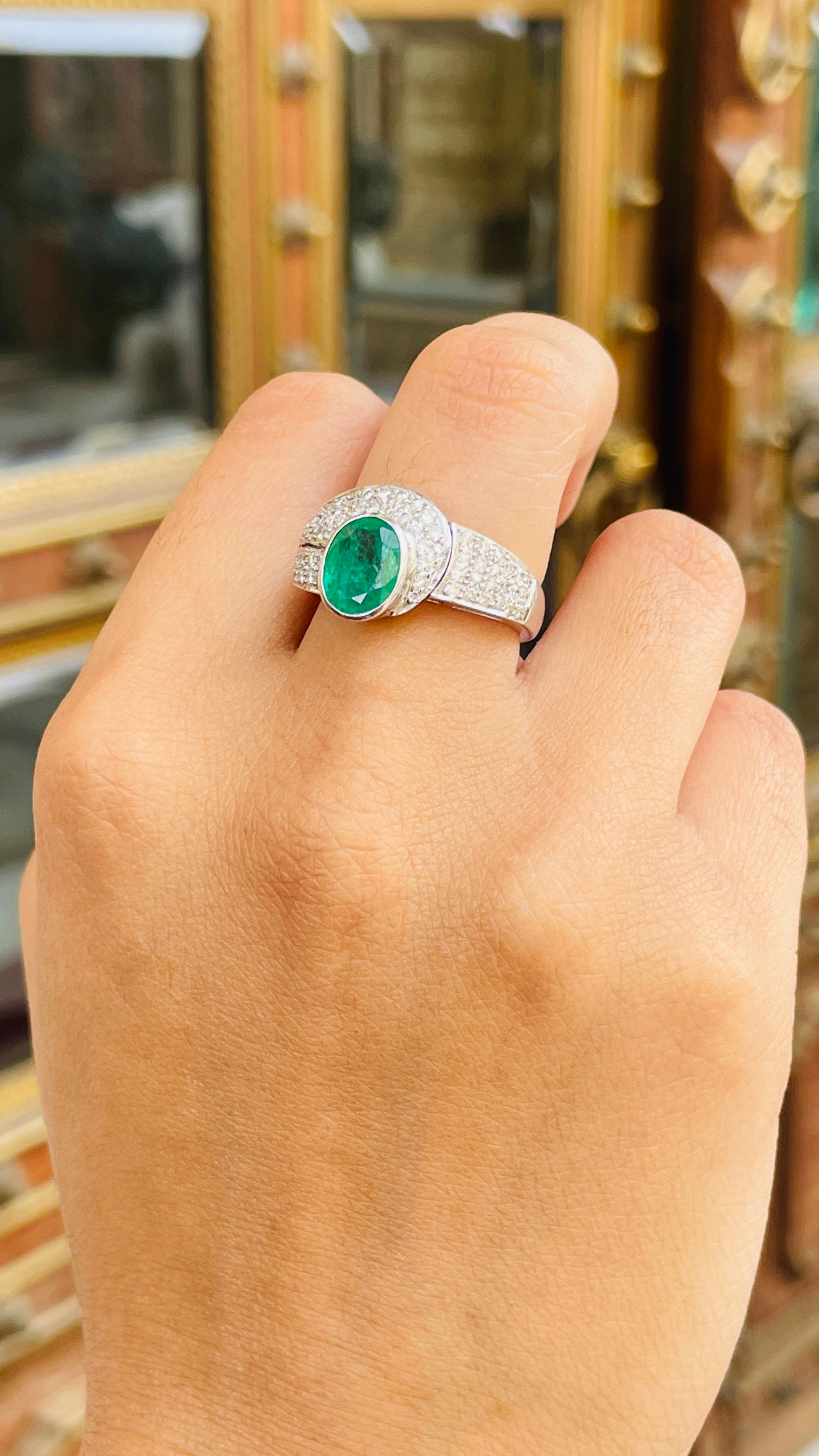 For Sale:  2.45 Carat Emerald and Diamond Ring in 18K White Gold  13