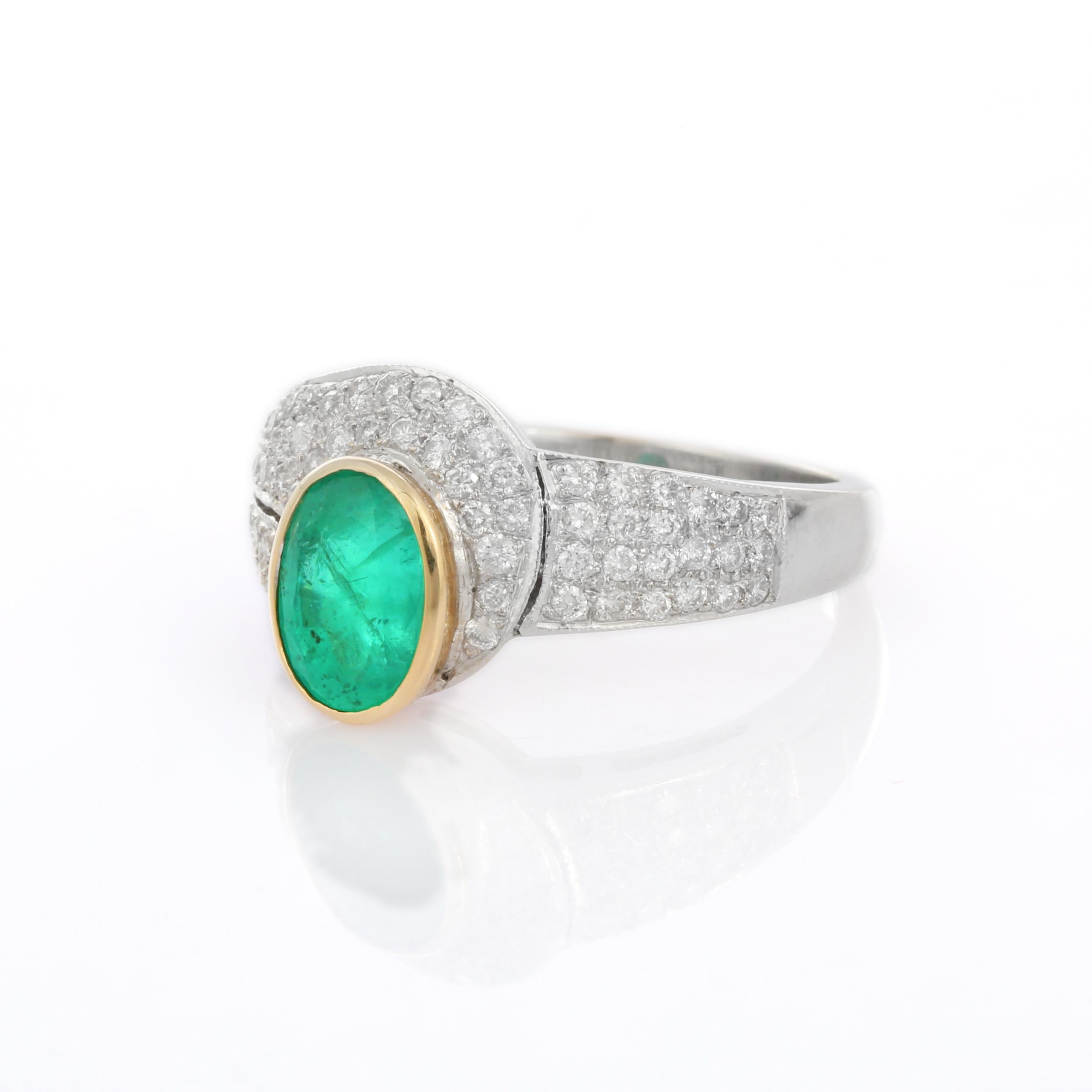 For Sale:  2.45 Carat Emerald and Diamond Ring in 18K White Gold  6