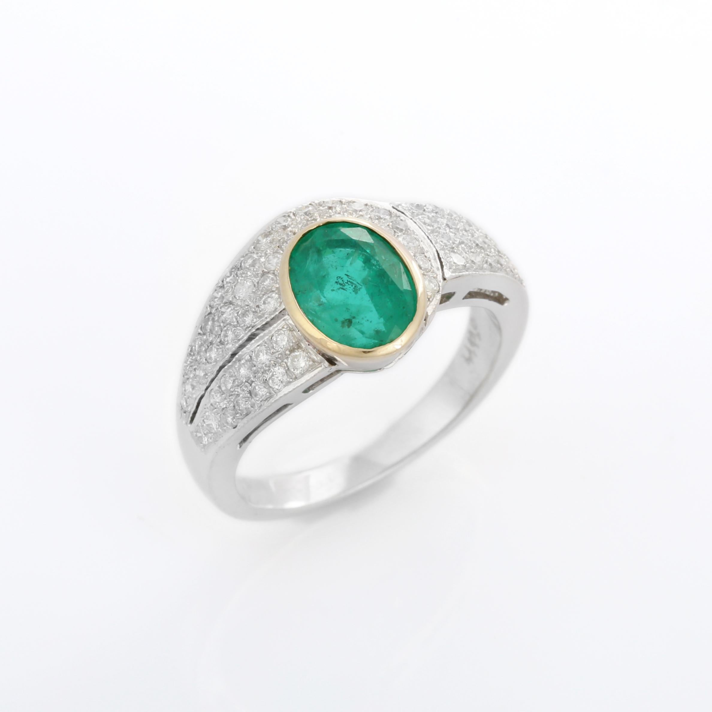 For Sale:  2.45 Carat Emerald and Diamond Ring in 18K White Gold  8