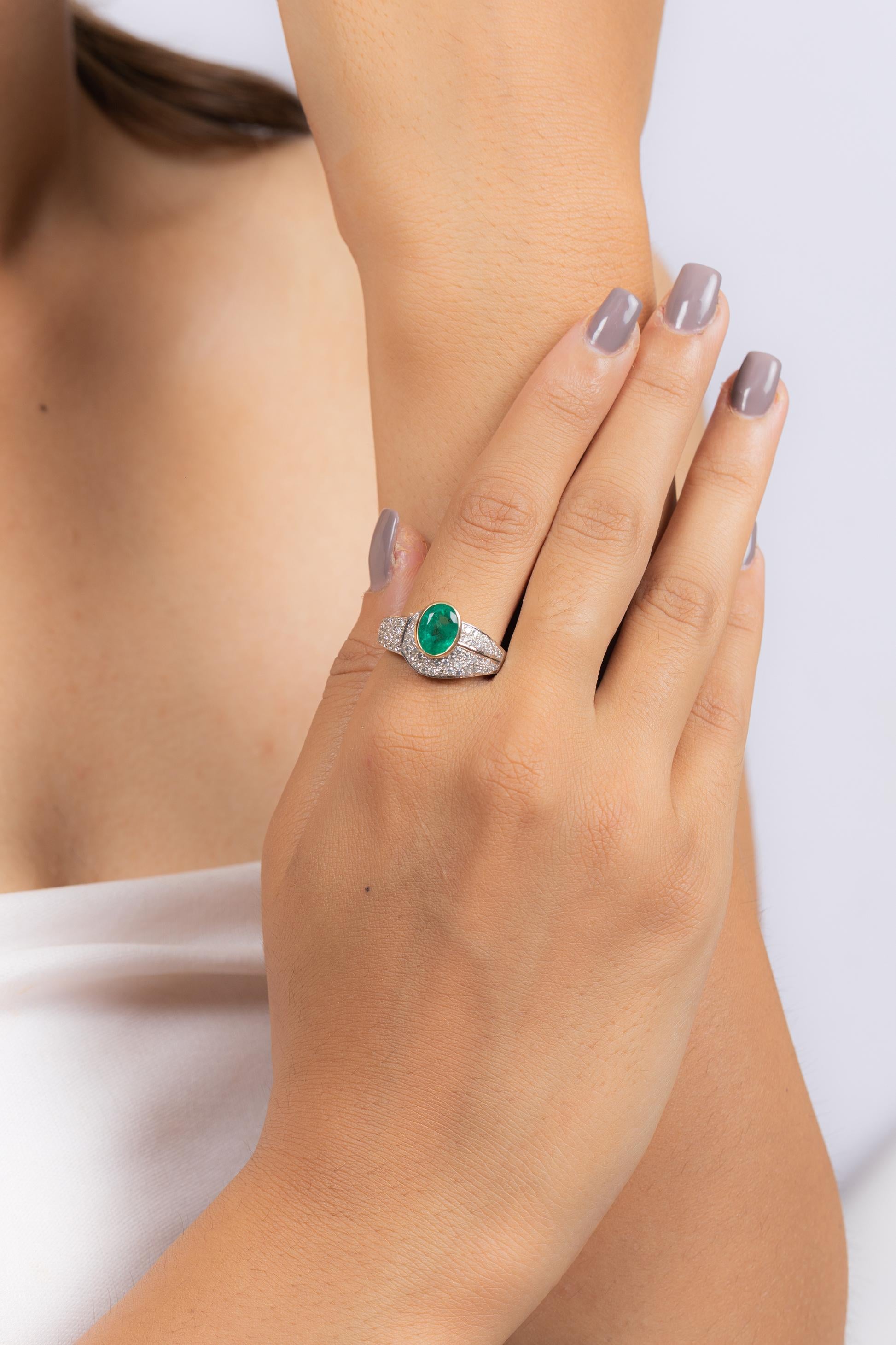 For Sale:  2.45 Carat Emerald and Diamond Ring in 18K White Gold  11
