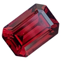 Used 2.45 Carat Gorgeous Emerald Cut Red Tanzanian Rhodolite Garnet Emerald Cut