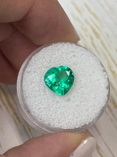 2.45 Carat Heart-Cut Colombian Emerald  Yellowish Green Loose Natural Gemstone