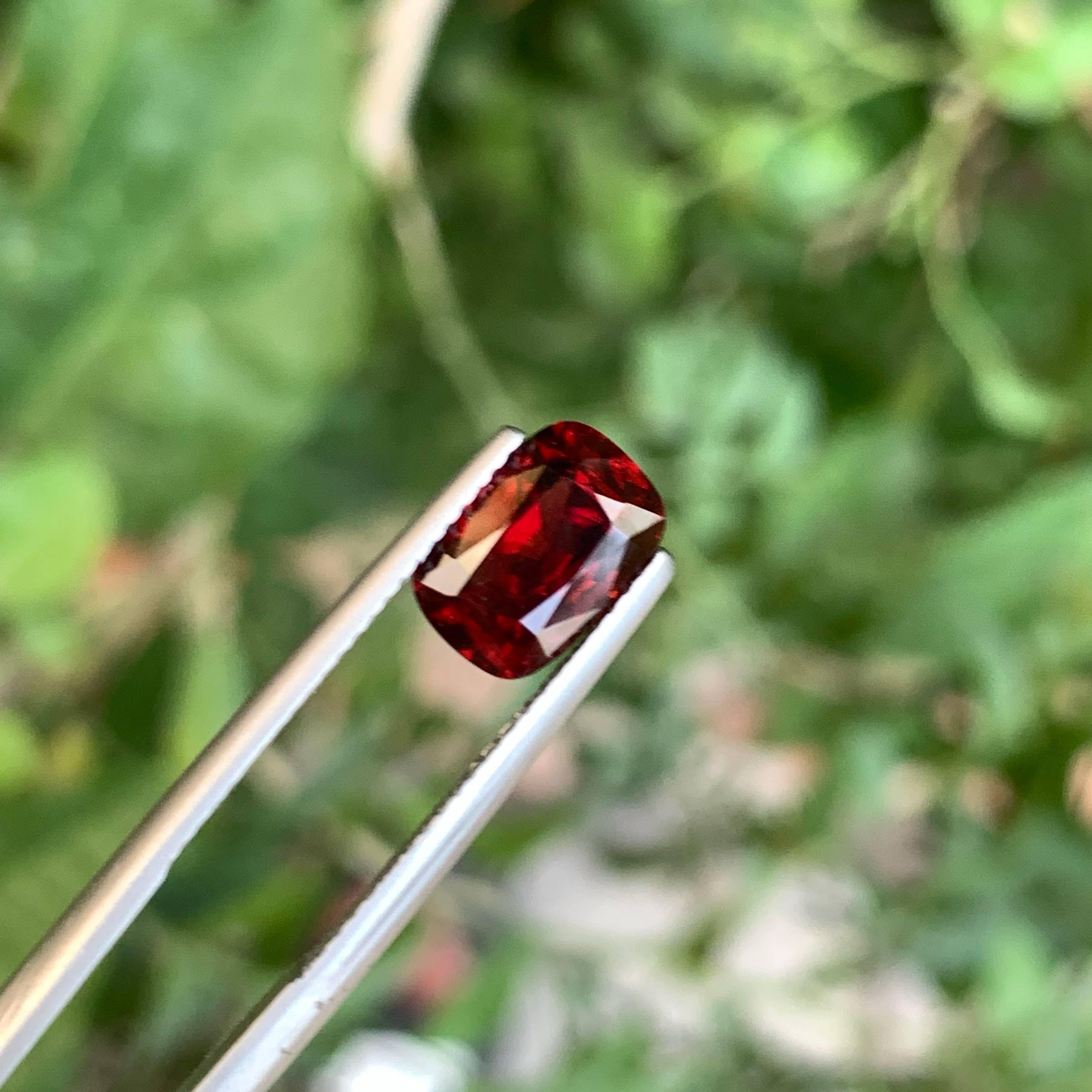 Modern 2.45 Carat Loose Deep Red Burmese Spinel Stone Cushion Cut Gemstone For Sale