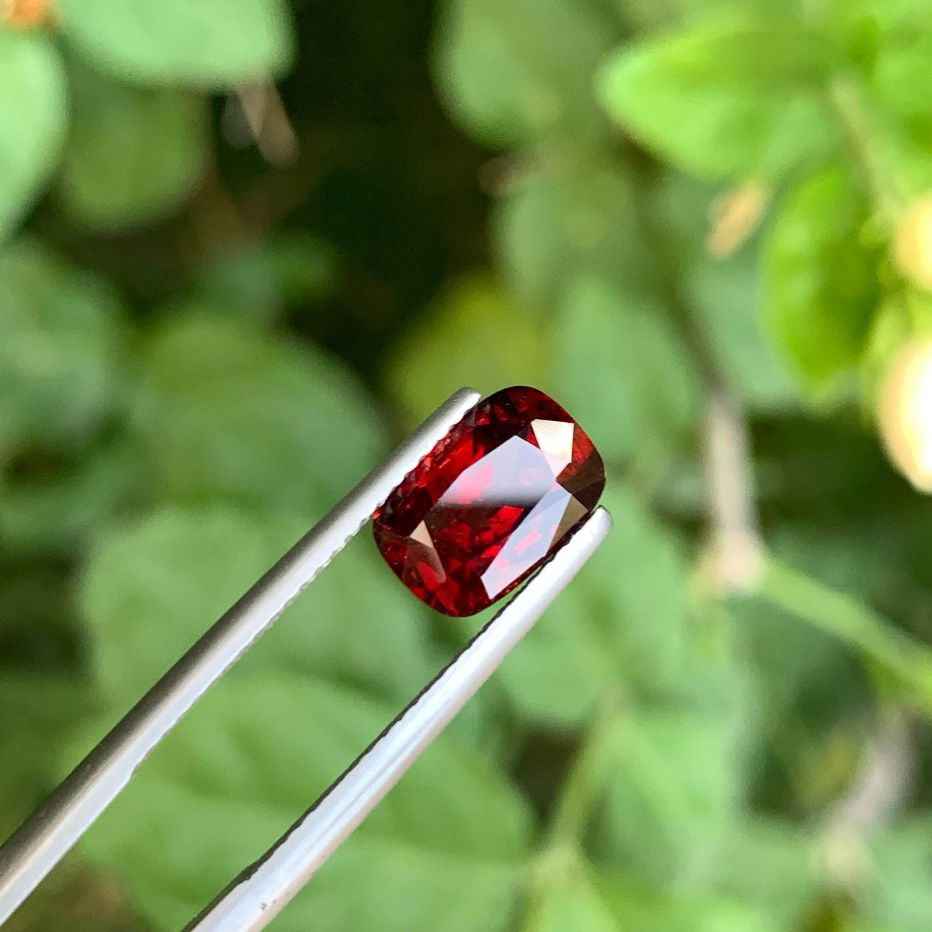 Women's or Men's 2.45 Carat Loose Deep Red Burmese Spinel Stone Cushion Cut Gemstone For Sale