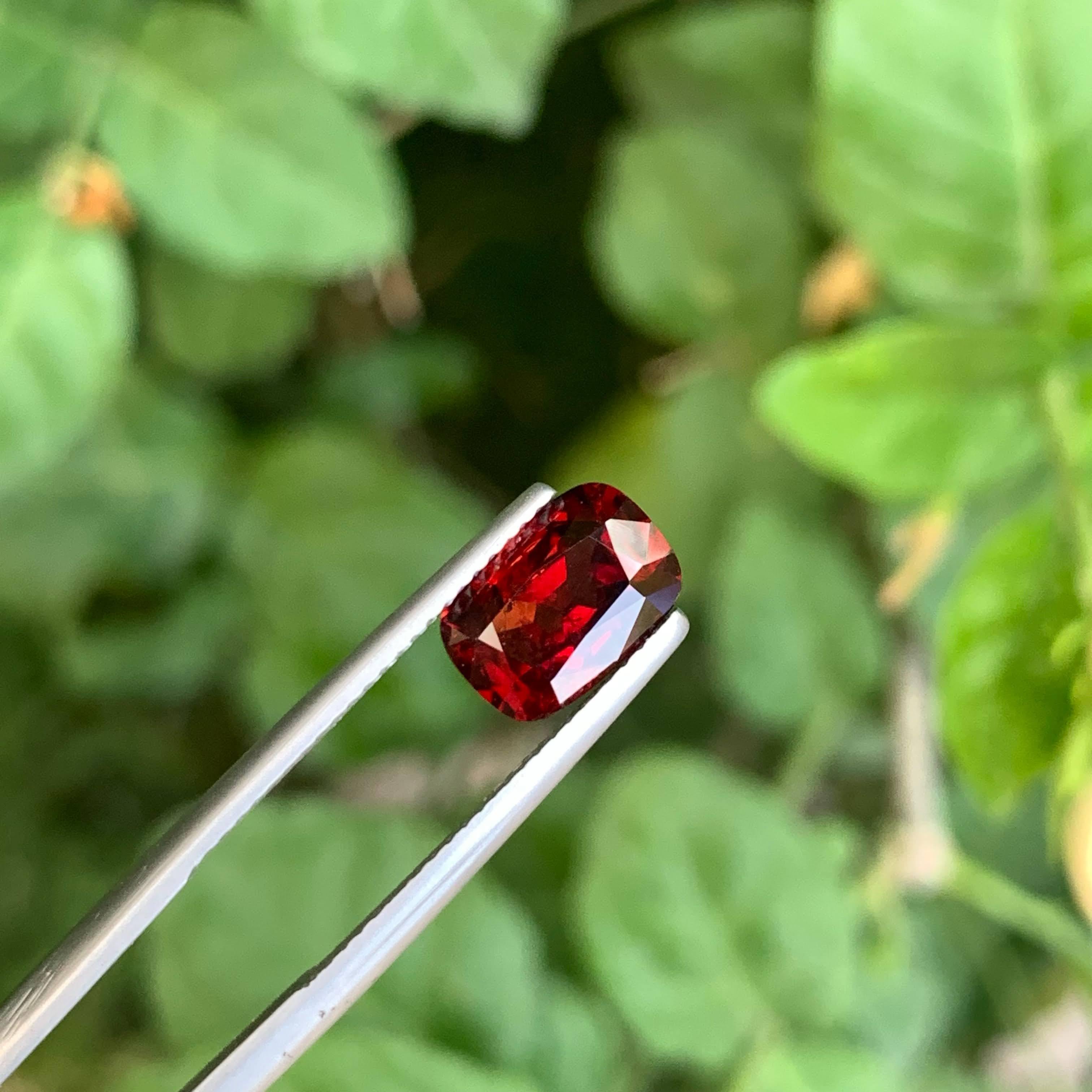 2.45 Carat Loose Deep Red Burmese Spinel Stone Cushion Cut Gemstone For Sale 1