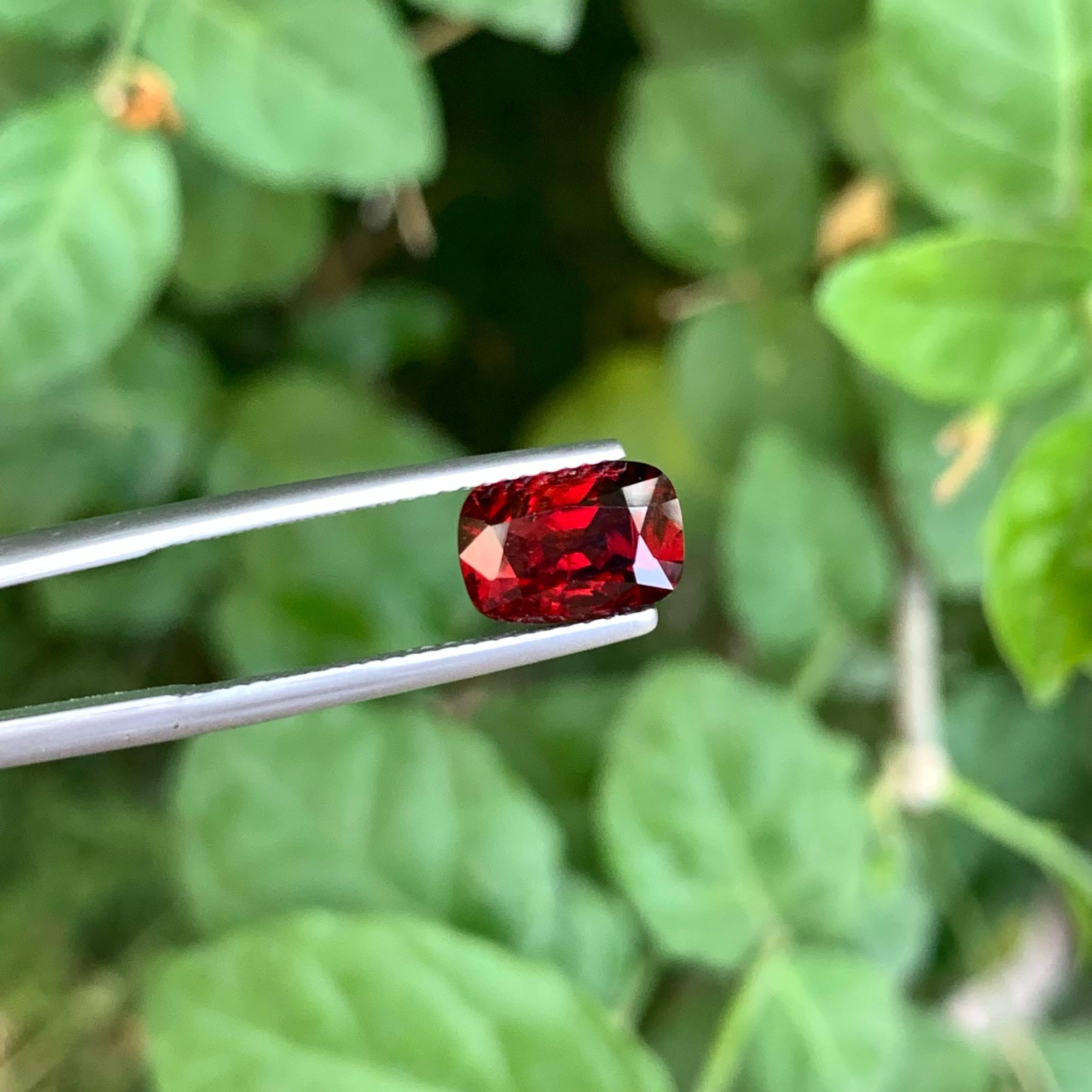 2.45 Carat Loose Deep Red Burmese Spinel Stone Cushion Cut Gemstone For Sale 2