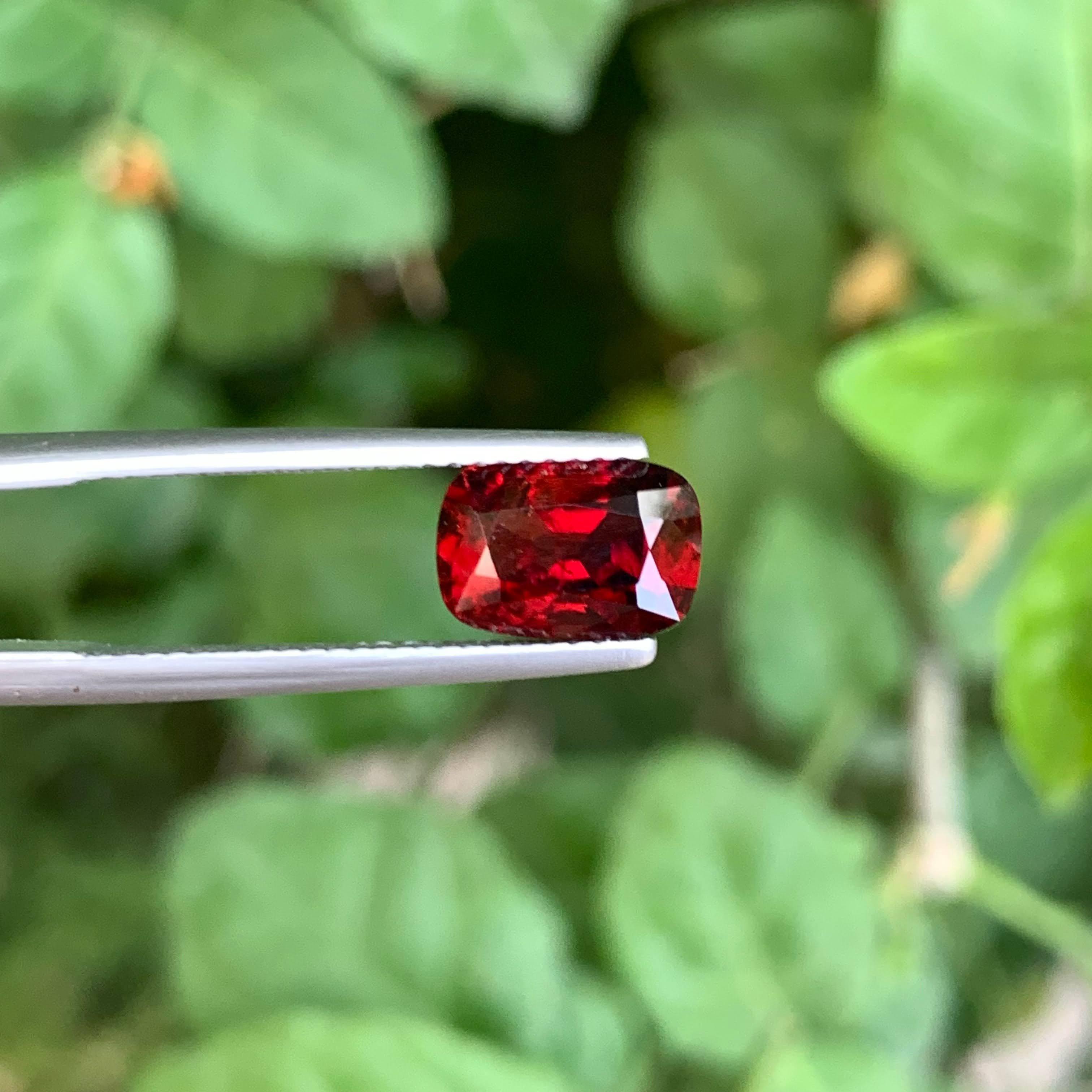 2.45 Carat Loose Deep Red Burmese Spinel Stone Cushion Cut Gemstone For Sale 4