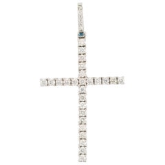 2.45 Carat Natural Diamond Cross Pendant White Gold 14 Karat