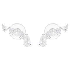 2.45 Carat Natural Diamond SI/H Climber Stud Earrings 18 Karat White Gold