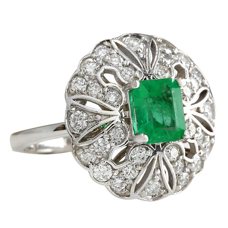 2.45 Carat Natural Emerald 18 Karat White Gold Diamond Ring For Sale at ...