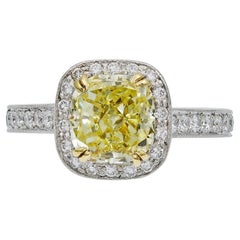 Spectra Fine Jewelry 2.45 Carat Fancy Intense Yellow Diamond Engagement Ring